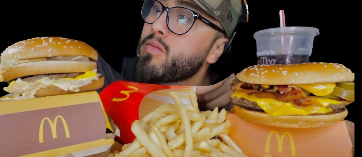 ASMR EATING MCDONALDS BIG MAC + JALAPENO BACON CHEESEBURGER
