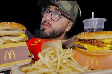 ASMR EATING MCDONALDS BIG MAC + JALAPENO BACON CHEESEBURGER