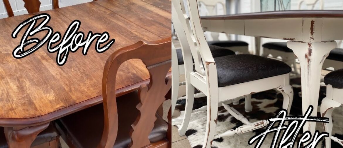 Flipping Outdated Dining Set Into Distressed Farmhouse Style / HB RUSTICS