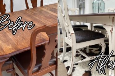 Flipping Outdated Dining Set Into Distressed Farmhouse Style / HB RUSTICS