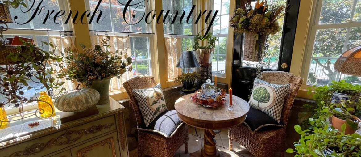 FIRST FALL DECORATE WITH ME 2023 ~ BEAUTIFUL FRENCH COUNTRY TOUCHES ~ FALL PILLOWS, PUMPKIN & FLORAL