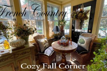 FIRST FALL DECORATE WITH ME 2023 ~ BEAUTIFUL FRENCH COUNTRY TOUCHES ~ FALL PILLOWS, PUMPKIN & FLORAL