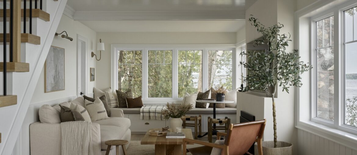 Window seating in a renovated lake house, Prince Edward Island, Canada [2500x1876]