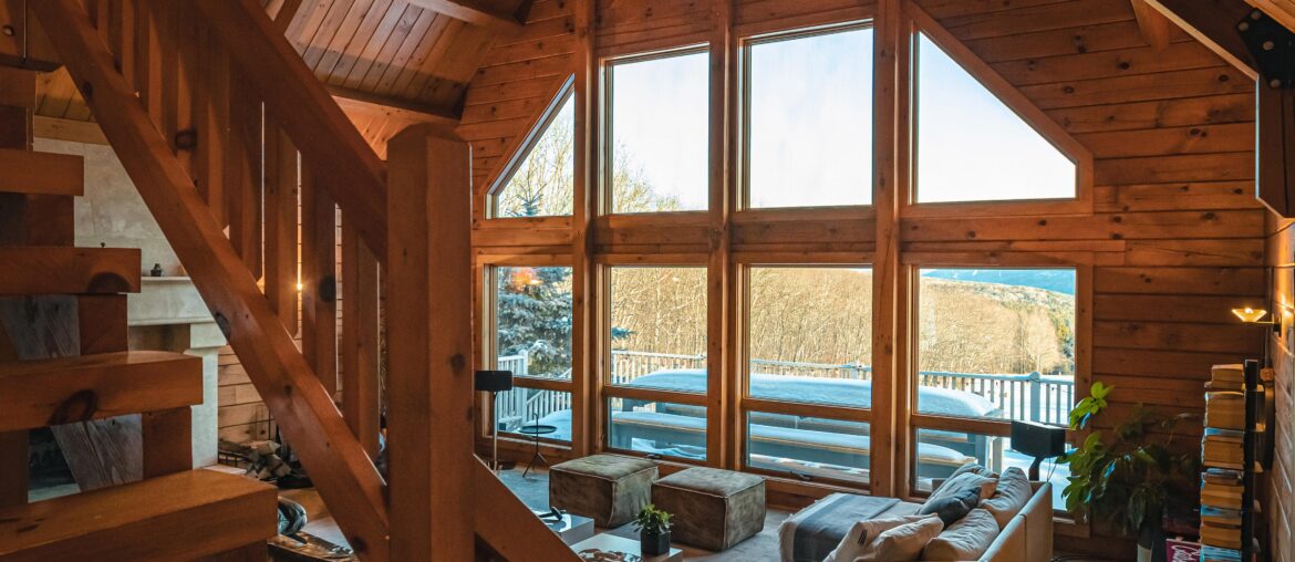 Angles and Windows at Le Chalet Catskills in New York [OC] [4445 × 6667]
