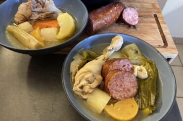 Potée aux légumes, poulet, Morteau (inspiration pot-au-feu).