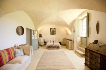 Master bedroom of a converted olive oil mill, Moulin en Provence, France [1200x800]