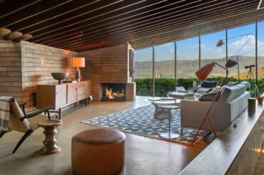 Living Room In Midcentury Home designed by John Lautner [1000 x 563] LA, USA.