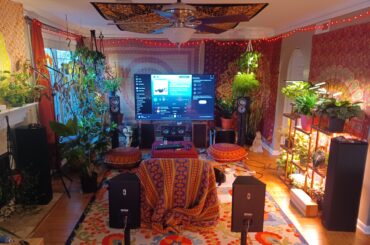 My boho media room, sans couch [4000x3000]