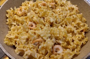 Pâtes aux crevettes et crème