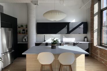 Recently remodeled kitchen in old manufacturing building
