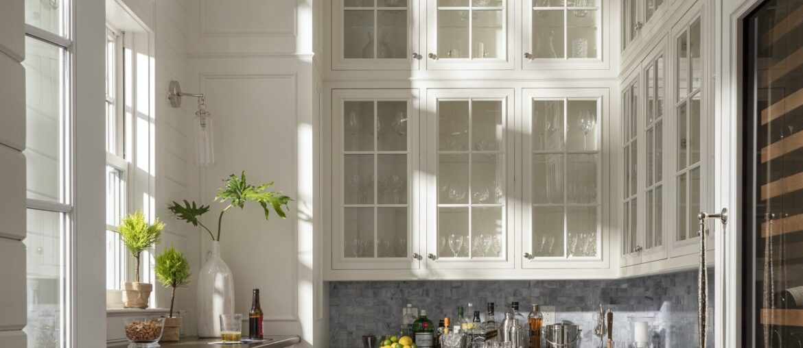Spacious butler's pantry with a wet bar in a classical shingle-style residence near the South River, Annapolis, Maryland [1689x2400]