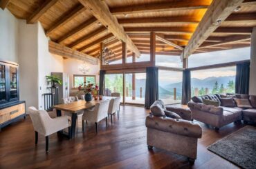 Austrian chalet living room with mountain view [1500x1000]