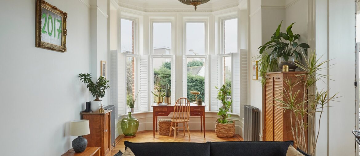 Main living room with bay windows in a Victorian villa, seaside town of St Leonards-on-Sea, Borough of Hastings, East Sussex, England [2500x1666]