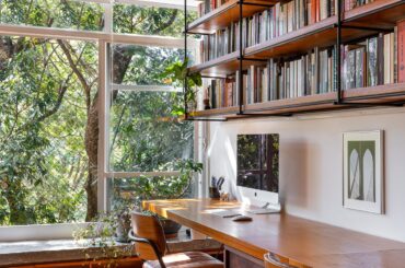 Home office space in the expanded living room of a renovated apartment, Asa Sul, Brasília, Brazil [1365x2048]
