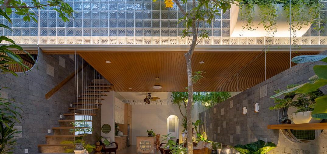 Green Living Room in Coco House by Duy Le Architects [1074 x 1000] Vietnam