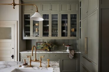 Sage green kitchen with shaker cabinets in a renovated 1880s house, Minneapolis, Minnesota [2500x1667]