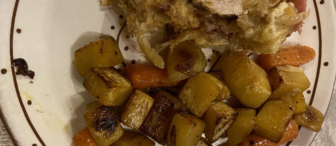 Filet mignon en croûte et rutabaga/carotte.