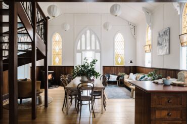 Refurbished 1927 church that was deconsecrated in the 1950s and is now a holiday home, Lyonville, Victoria, Australia [6000x4000]