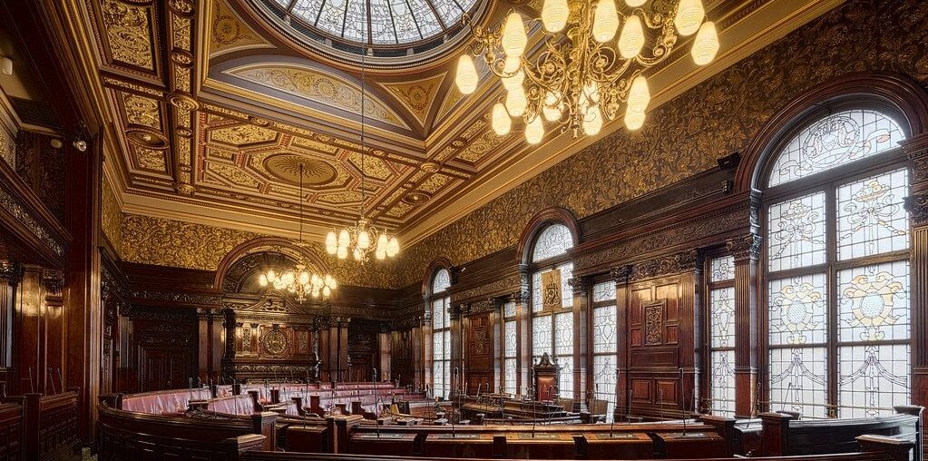 The main council chamber inside Glasgow City Chambers, Glasgow, Scotland, UK [2500x1666]