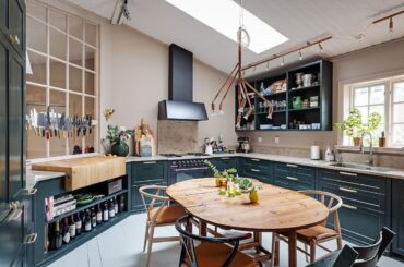Apartment kitchen with a skylight in a former weaving mill built in 1915, Borås, Västra Götaland County, Sweden [1200x798]