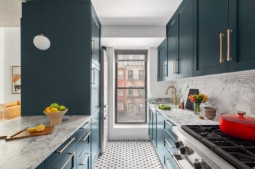 Narrow kitchen with a view in a Chelsea Duplex renovation, Manhattan, New York City [1855x1280]
