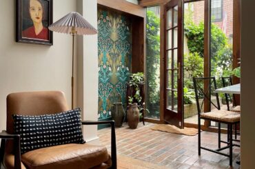 Sunroom opening up to the garden in a Philadelphia home, Pennsylvania [1440x1799]