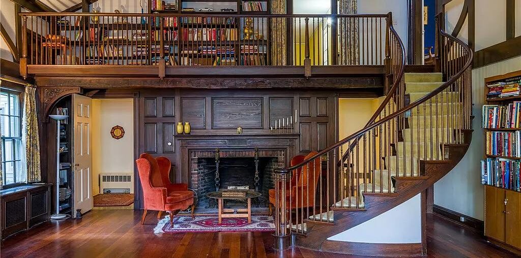 Cozy Library with Fireplace [767x1024]