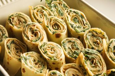 Gratin de crêpes ricotta épinards et scamorza fumée