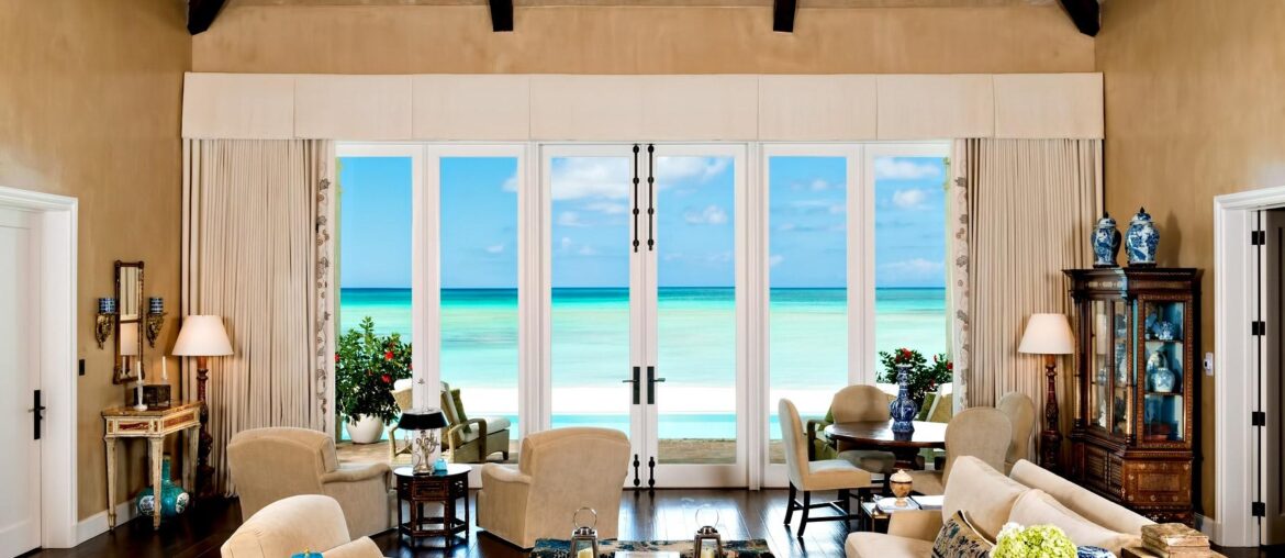 Living room with a sea view, Parrot Cay, Turks and Caicos Islands [1800x1200]