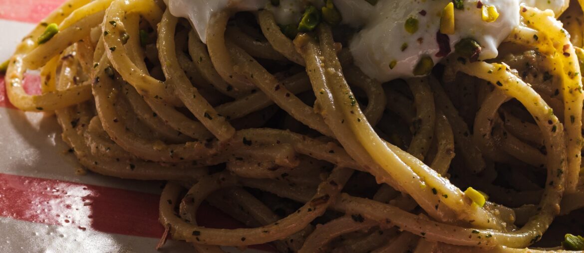 Pâtes au pesto de pistaches et stracciatella