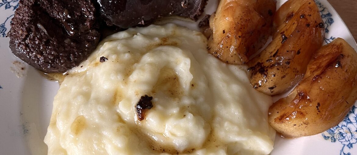 Boudin aux pommes, purée maison