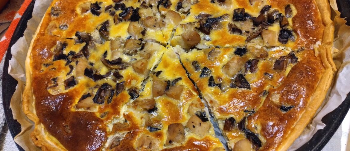 Quiche aux champignons et au poulet