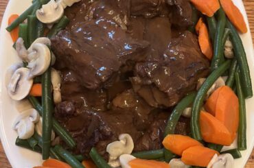 beef, red wine from loire, vegetables, and a splash of armagnac.