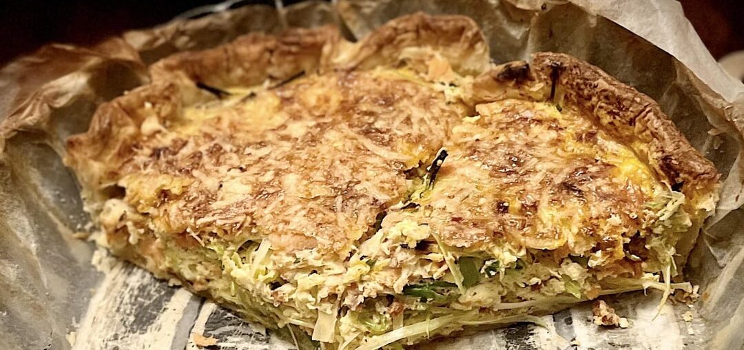 Quiche poireaux, chorizo, crevettes et truite fumée 😋