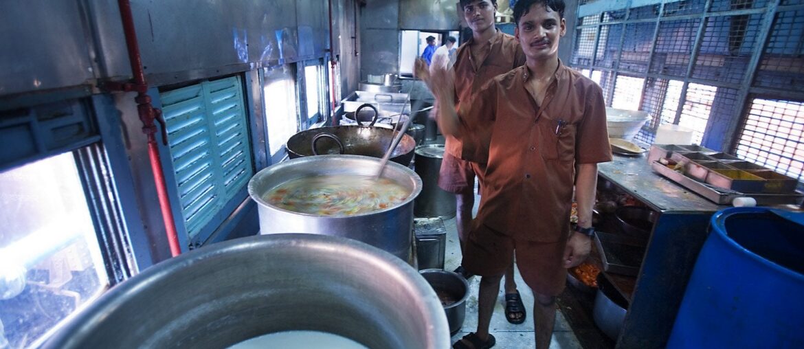 Kitchen on a rail car in India