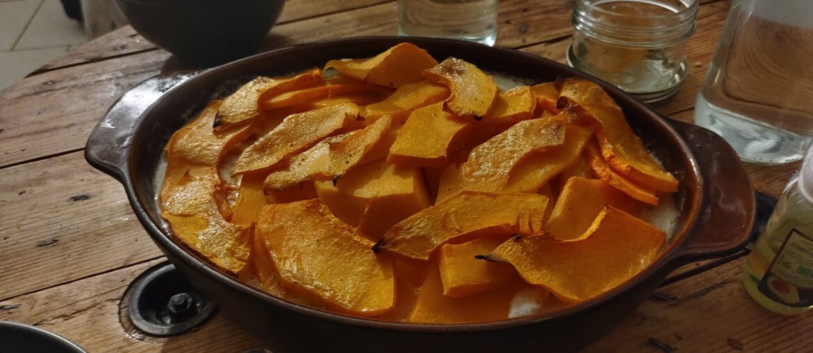 Gratin de butternut & poireaux. Fait maison. Non appétit