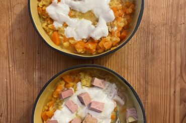 Dahl de lentille corail, carotte, crème de coco.