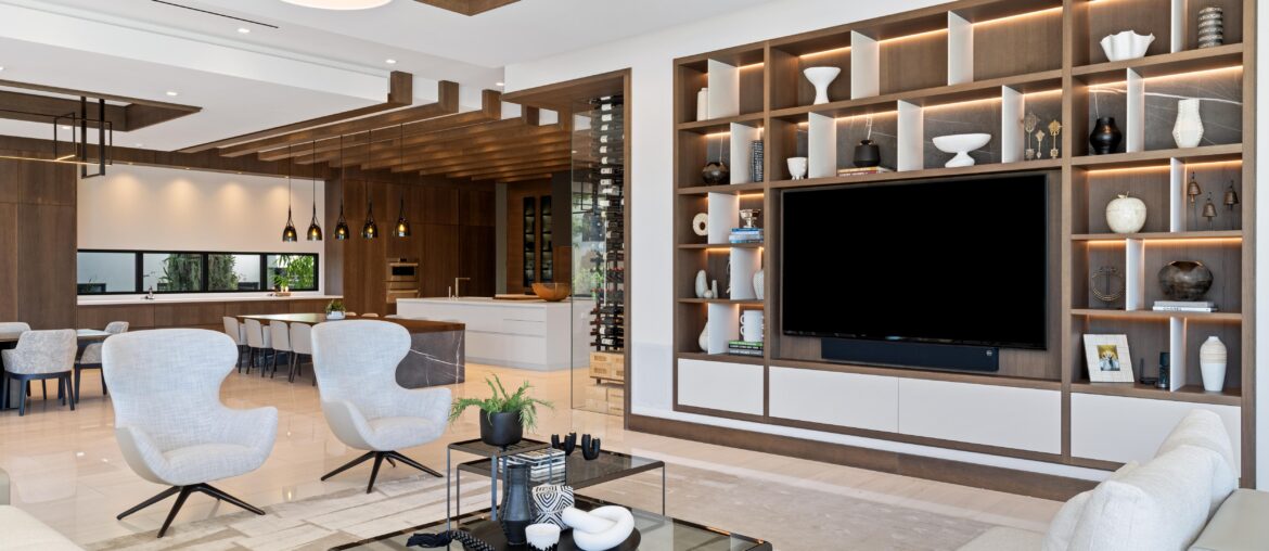 Living Room with Built-In Cabinets in Massive New Miami, FL Home [5000×3333]