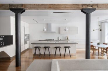 Clean, minimalist white kitchen in a Tribeca loft, NYC [2364x1711]