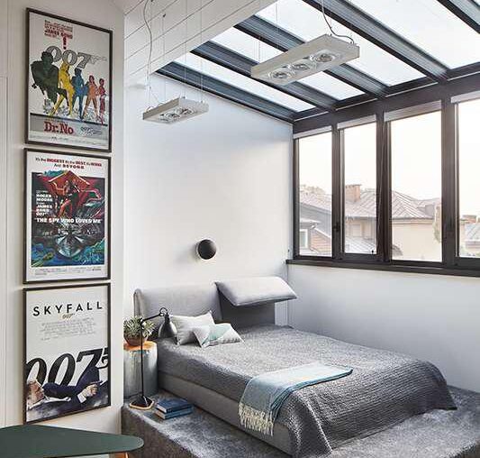 Attic bedroom of a villa in Warsaw, Poland. [533x800]