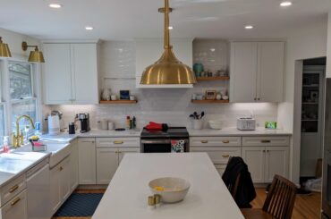 It took a lot to get here (and one shelf still needs to be added) but we finally have ourselves a kitchen