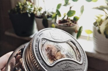 Once commented on how much I loved this old jar- my grandmother made homemade granola and gave it to me for Christmas. The smallest gifts with the biggest impact. Fun fact: the metal screws off to a thick bottle glass lid.