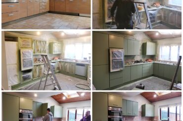 Just had our kitchen resprayed. Now just have to replace the worktop. Colour is Colourtrend Nettle Soup.