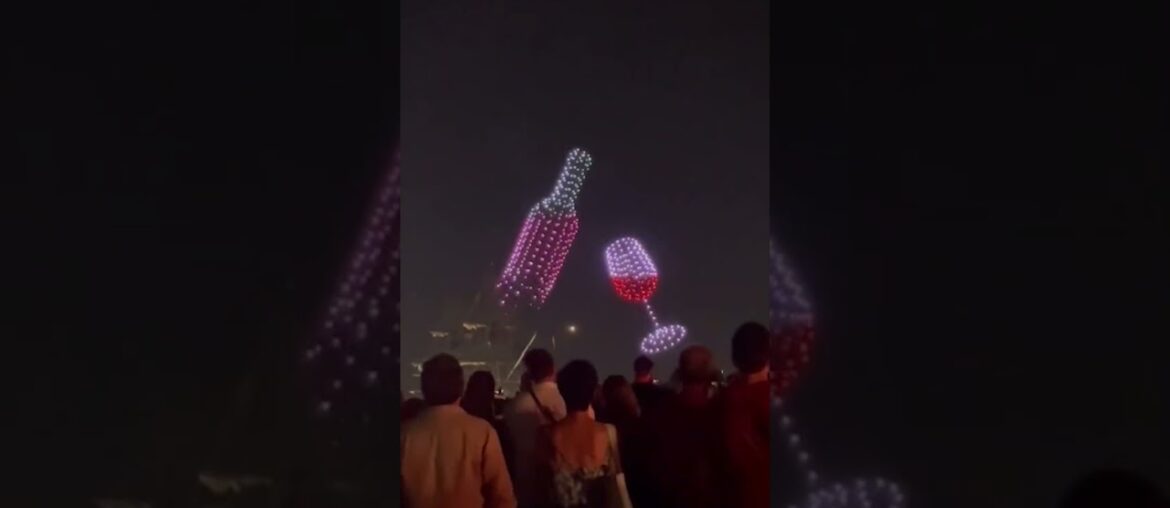 AMAZING! Ballet of Drones Light Up Sky at Wine Festival in France