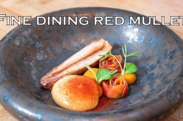 Fine dining red mullet with bouillabaisse and carrot