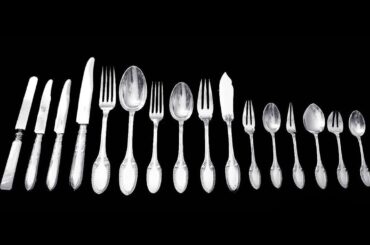 Lapparra:  327pc. French Sterling Silver Flatware Set, Service for 18, 28 Serving Pieces + Cabinet