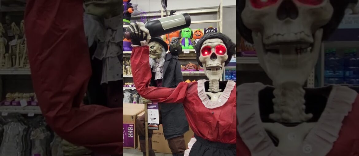 Life size Animated French Maid Skeleton - Hit you with a Wine Bottle