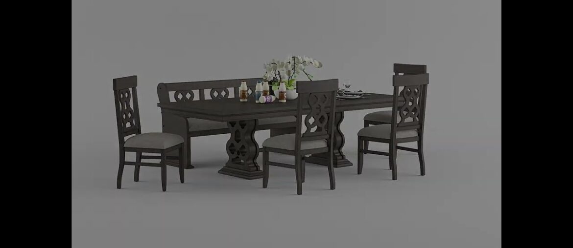 Arasina Distressed Dark Pewter Extendable Rectangular Dining Room Set from Homelegance