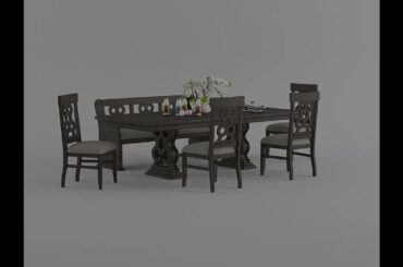 Arasina Distressed Dark Pewter Extendable Rectangular Dining Room Set from Homelegance