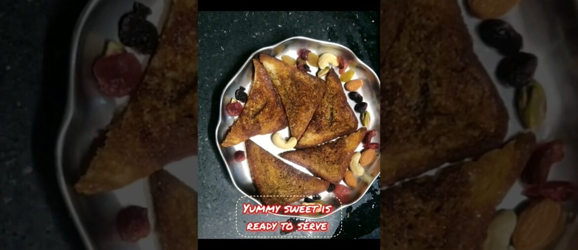 Easy eggless french toast sweet recipe #easycooking #oilfree #shorts